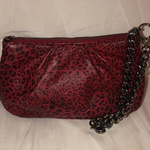 Henri Bendel red speckled clutch